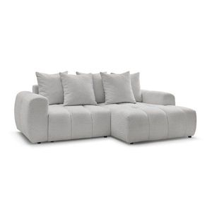 Svetlosivá rozkladacia/s úložným priestorom rohová pohovka z textílie buklé (pravý roh/s leňoškou) Roxelane – Bobochic Paris vyobraziť