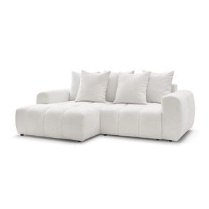 Biela rozkladacia/s úložným priestorom rohová pohovka z textílie buklé (ľavý roh/s leňoškou) Roxelane – Bobochic Paris vyobraziť