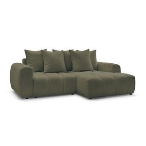 Khaki rozkladacia/s úložným priestorom rohová pohovka z textílie buklé (pravý roh/s leňoškou) Roxelane – Bobochic Paris vyobraziť