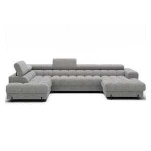 Sivá rozkladacia rohová pohovka z textílie buklé (ľavý roh/do tvaru "U") Feraria – ELTAP vyobraziť