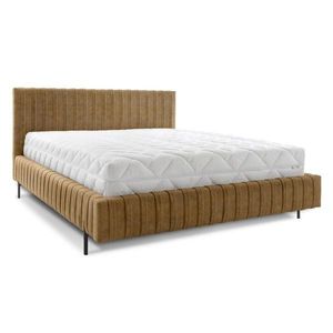 Okrovožltá čalúnená dvojlôžková posteľ s úložným priestorom s roštom 180x200 cm Plissa – ELTAP vyobraziť