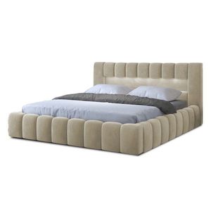 Béžová čalúnená dvojlôžková posteľ s úložným priestorom s roštom 140x200 cm Lamica – ELTAP vyobraziť