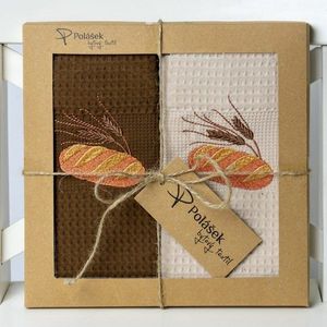 Polášek Vyšívaná vaflová utierka s motívom - 2 ks - Chlieb č. 15 vyobraziť