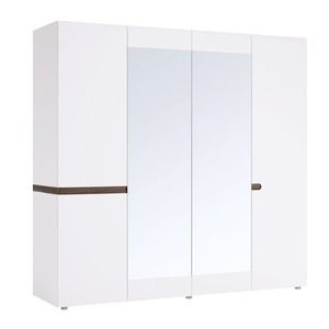 KONDELA Lynatet 23 šatníková skriňa so zrkadlom biela / dub sonoma truflový vyobraziť