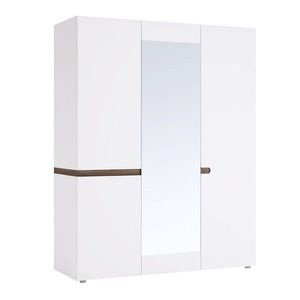 KONDELA Lynatet 22 3D šatníková skriňa so zrkadlom biela / dub sonoma truflový vyobraziť