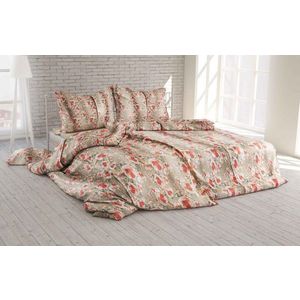 Polášek Krepové obliečky Drobné kvietky - Červená / béžová | 140 x 200 cm / 70 x 90 cm vyobraziť