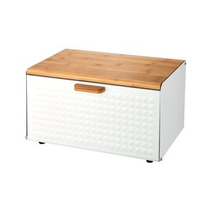 NABBI Rubio kovový chlebník s bambusovým vekom biela / bambus vyobraziť