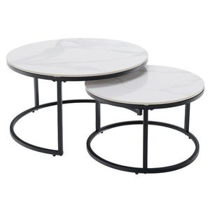 KONDELA Lastro konferenčný stolík (2 ks) biely mramor / čierna vyobraziť