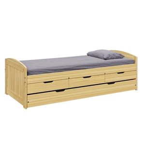 KONDELA Marinella New drevená jednolôžková posteľ s prístelkou prírodná vyobraziť
