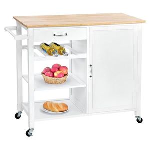 KONDELA Robins servírovací stolík na kolieskach biela / prírodná vyobraziť