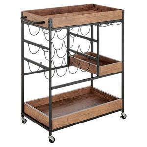 KONDELA Portis servírovací stolík na kolieskach dub tmavý / čierna vyobraziť