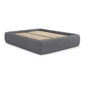 Tmavosivá čalúnená dvojlôžková posteľ s úložným priestorom/bez čela s roštom 160x200 cm Inera – Bobochic Paris vyobraziť