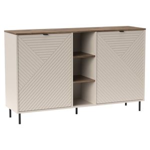 KONDELA Eyco 2D dvojdverová komoda s policami kašmír / dub castello / čierna vyobraziť