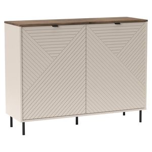 KONDELA Eyco 2D dvojdverová komoda kašmír / dub castello / čierna vyobraziť