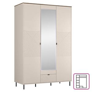 KONDELA Eyco 3D1S trojdverová šatníková skriňa so zrkadlom kašmír vyobraziť