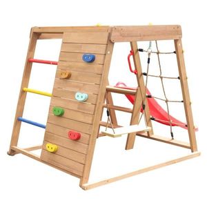 KONDELA Fanky drevené záhradné ihrisko so šmýkľavkou hnedá / viacfarebná vyobraziť