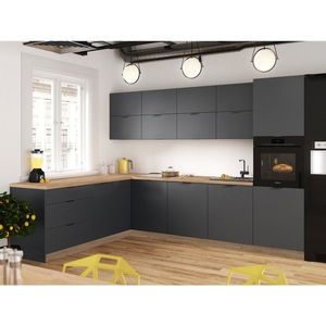 KONDELA Laft rohová univerzálna kuchynská linka grafit / dub craft vyobraziť