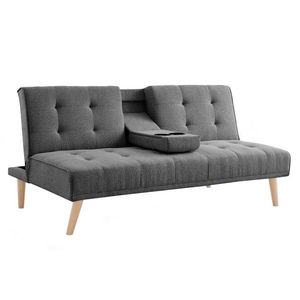 KONDELA Babet rozkladacia pohovka tmavosivá / buk vyobraziť