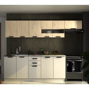 KONDELA Monia 260 kuchynská linka dub cremona / kašmír / krémová Navona vyobraziť