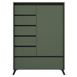 KONDELA Longy Reg1D5S1K jednodverová komoda so zásuvkami smoke zelená / čierna vyobraziť