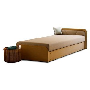 Okrovožltá/béžová čalúnená/z drevotriesky jednolôžková posteľ s úložným priestorom s matracom 80x190 cm Parys – ELTAP vyobraziť