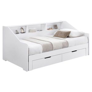KONDELA Moneta rozkladacia posteľ s úložným priestorom biela vyobraziť