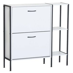 KONDELA Sovio botník (skrinka na topánky) biela / čierna vyobraziť