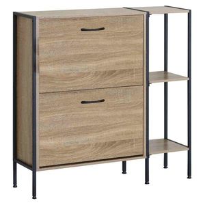 KONDELA Sovio botník (skrinka na topánky) dub / čierna vyobraziť