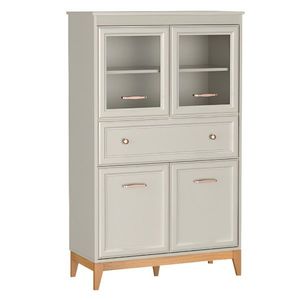 KONDELA Vendy W-5 štvordverová vitrína kašmír krémová / dub vyobraziť
