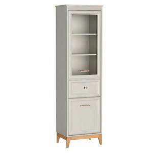 KONDELA Vendy W-6 dvojdverová vitrína kašmír krémová / dub vyobraziť