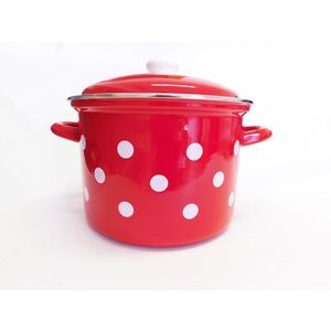 BELIS - Hrniec a pokrievka smalt 24cm 6L, červený biely bodky vyobraziť