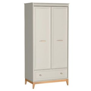 KONDELA Vendy W-10 dvojdverová šatníková skriňa so zásuvkou kašmír krémová / dub vyobraziť