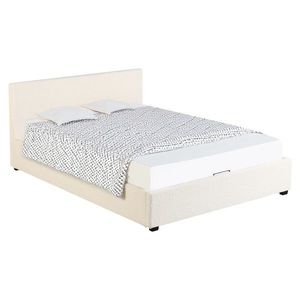 KONDELA Lunela 180 čalúnená manželská posteľ s roštom biela vyobraziť