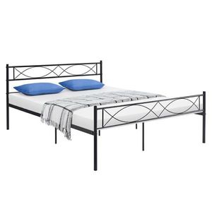 KONDELA Stelvia 180 kovová manželská posteľ s roštom čierna vyobraziť