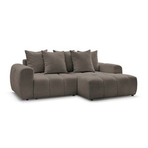 Hnedá rozkladacia/s úložným priestorom rohová pohovka z textílie buklé (pravý roh/s leňoškou) Roxelane – Bobochic Paris vyobraziť