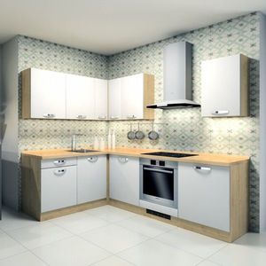 KONDELA Smile 180x240 rohová kuchynská linka dub arlington / biela artic matná vyobraziť