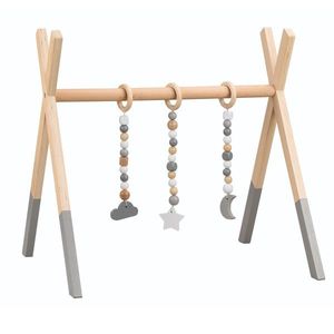 KONDELA Stares montessori drevená hrazda prírodná / sivá / biela vyobraziť