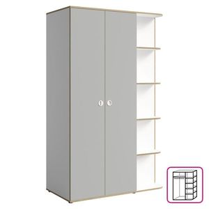 KONDELA Pinio 3D trojdverová šatníková skriňa biela / sivá / dub trufel svetlý vyobraziť