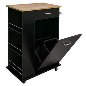 KONDELA Vasin výklopná skrinka s odpadkovým košom čierna / dub vyobraziť