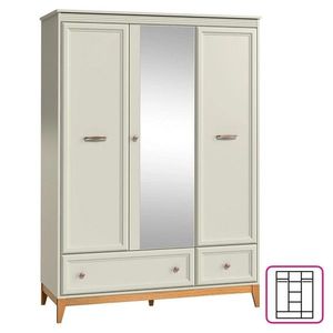 KONDELA Vendy W-15 trojdverová šatníková skriňa so zásuvkami kašmír krémová / dub vyobraziť