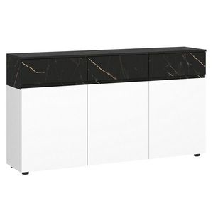 KONDELA Modeta trojdverová komoda so zásuvkami biela / san sebastian / čierna vyobraziť