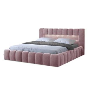 Ružová čalúnená dvojlôžková posteľ s úložným priestorom s roštom 140x200 cm Lamica – ELTAP vyobraziť