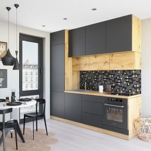 KONDELA Vinetu 240 kuchynská linka sivá / dub artisan vyobraziť