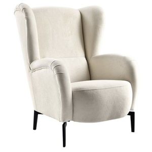 KONDELA Ramon kreslo (ušiak) smotanová / čierna vyobraziť