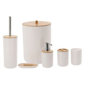 KONDELA Katrel sada kúpeľňových doplnkov (6 ks) biela / prírodná vyobraziť