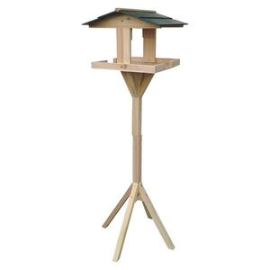 KONDELA Dadko drevené krmítko pre vtáky na stojane prírodná vyobraziť