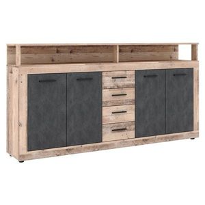 KONDELA Lunysa štvordverová komoda so zásuvkami old wood light / matera vyobraziť