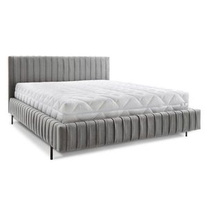 Sivá čalúnená dvojlôžková posteľ s úložným priestorom s roštom 180x200 cm Plissa – ELTAP vyobraziť