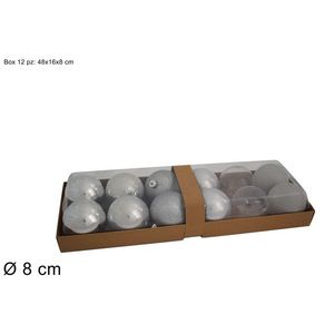 MAKRO - Gule vianočné strieborné 8cm, balenie 12ks vyobraziť