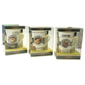 MAKRO - Hrnček s lyžičkou keramický Cappuccino Coffee rôzne dekory vyobraziť